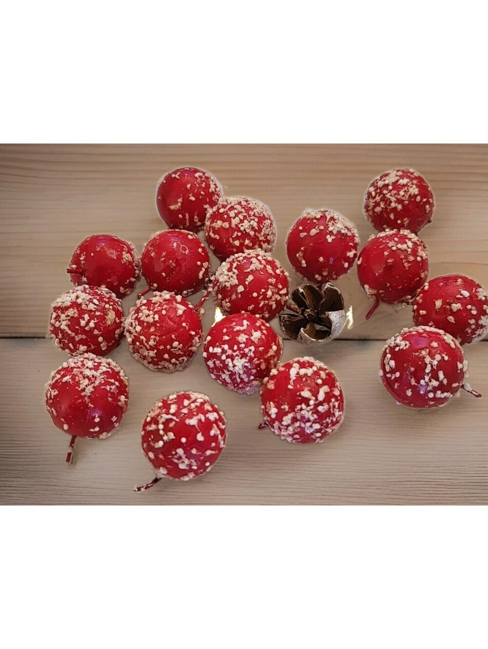 Vtg 1950s Berries Cherries Snowflaked Ornaments Small Size Vintage Lot of 16 1"